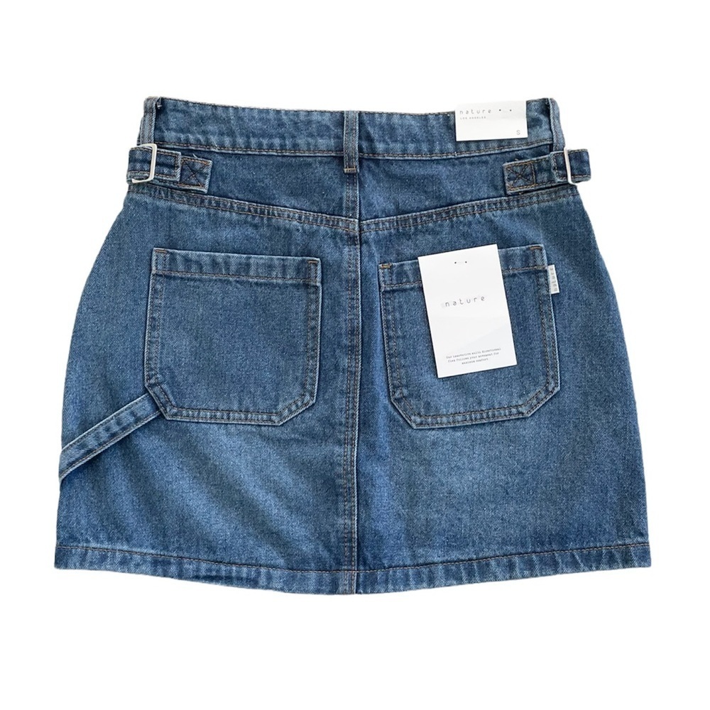 Nature Los Angeles 100% Cotton High-Rise Dark Denim Jean Skirt Women’s Small - Picture 4 of 15